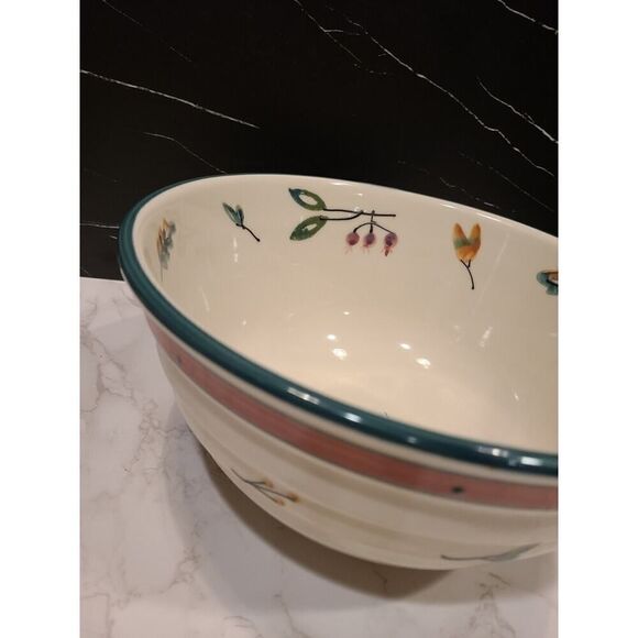 HARTSTONE Pottery 11.25" x 5½" Ribbed Mixing Bowl Woodland Pattern VTG 1981 USA - Picture 4 of 12